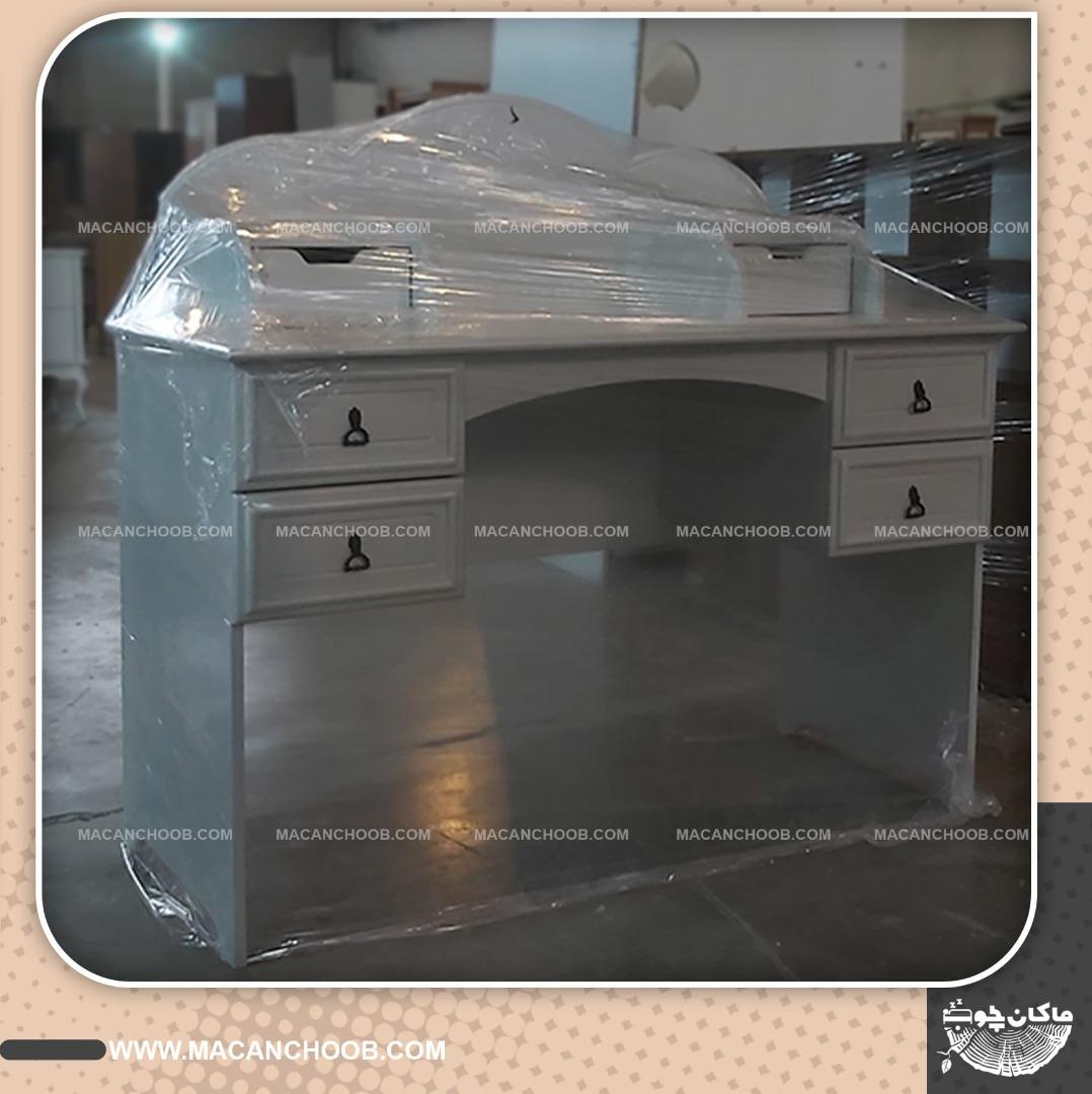 میز تحریر چوبی دخترانه مینیمال قفسه و کشو دار مدل ARSEN